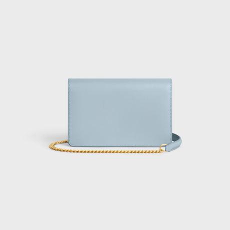 WALLET ON CHAIN MARGO IN SHINY CALFSKIN PALE BLUE - Image 3